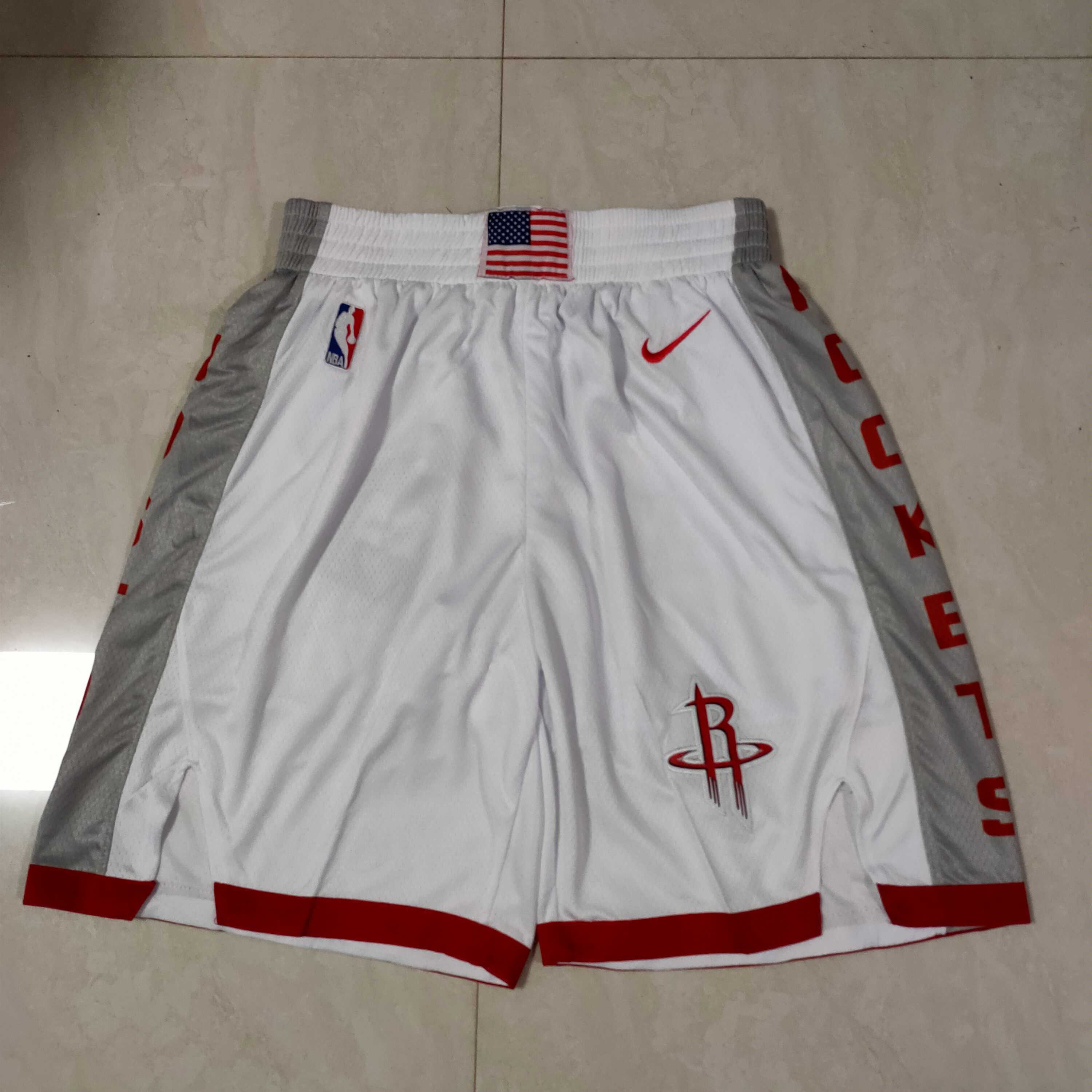 Men NBA Houston Rockets White Shorts 0416
